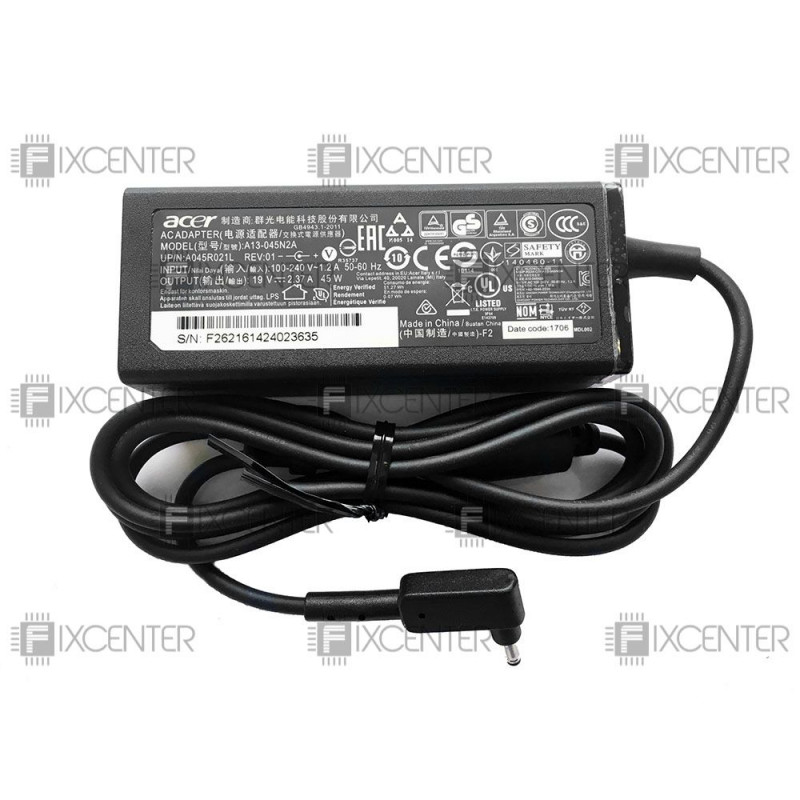 Блок питания Acer 45W (19V 2,37А 3,0*1,1мм) Оригинал, 45W, 19V, 2.37A, 3,0мм*1,1мм