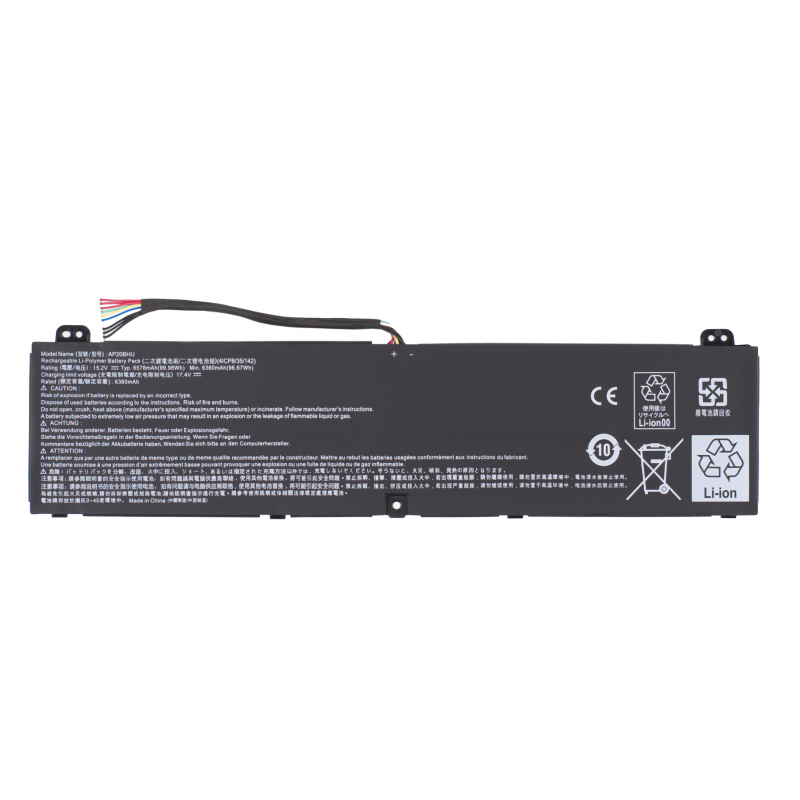 Батарея(аккумулятор) AP20BHU для ноутбуков Acer Predator Triton 500 PT516-51S, PT516-52S, ConceptD 5 CN516-72G 15.2V 6570mAh 99.98Wh Оригинал, 6570 mAh, Внутренний, Оригинал, 15 V