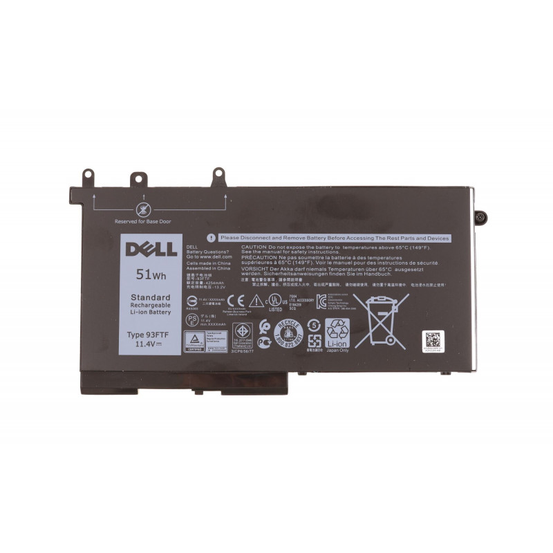 Батарея (аккумулятор) 93FTF для ноутбука Dell Precision 15 3520, 3530, Latitude E5480, E5580, E5490, E5590, E5591, E5491, 12 5280, E5280 Оригинал 51Wh, 4240 mAh, Внутренний, Оригинал, 11.4 V