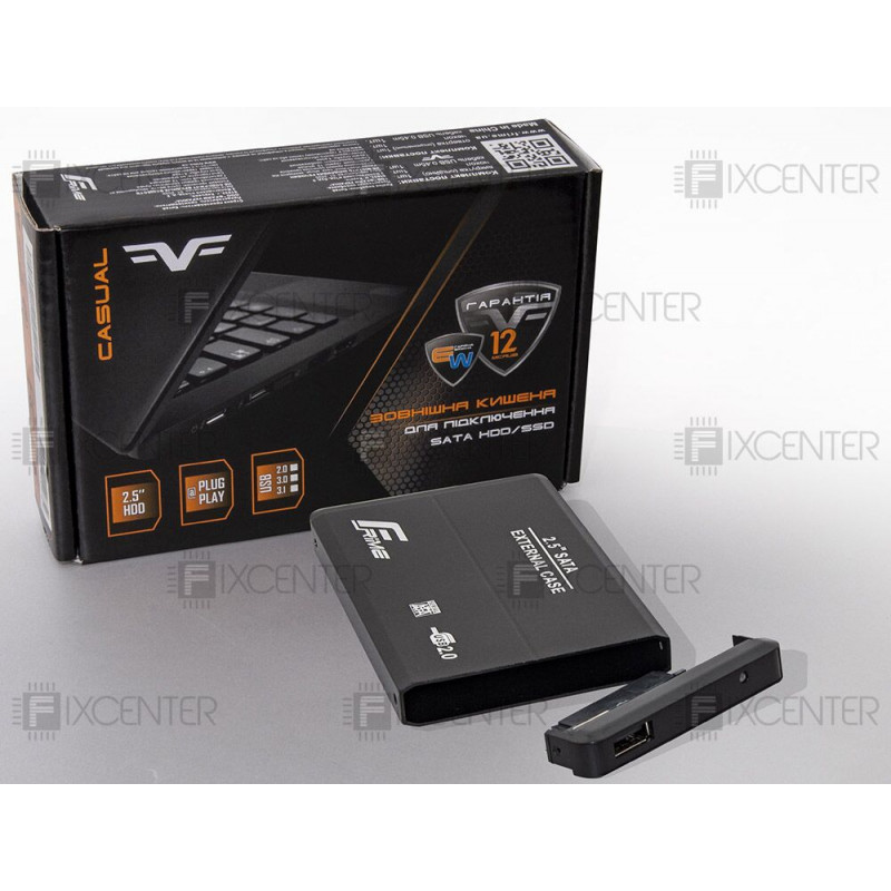 Внешний карман для винчестера Frime SATA HDD/SSD 2.5", USB 2.0, Metal, Black