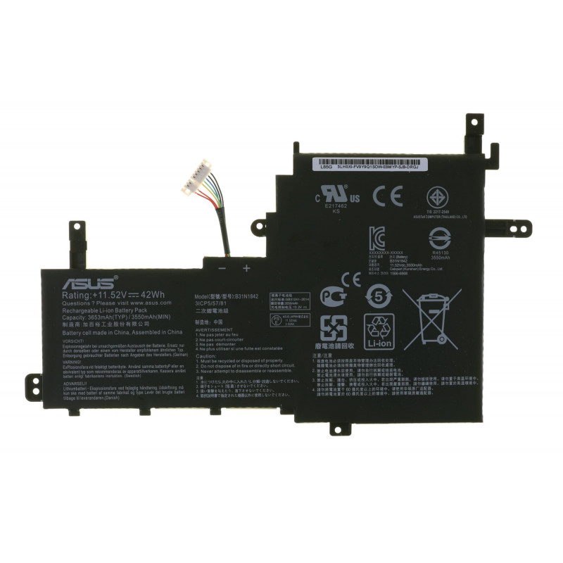 Батарея (аккумулятор) B31N1842 для ноутбука Asus VivoBook S531FA, V531FL, X531FA, S531FL, V5050E, 3640 mAh, Внутренний, Оригинал, 11.4 V