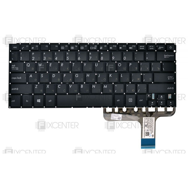 Клавиатура для ноутбука Asus Zenbook UX305 Вариант 2 (Гравировка РУ, рус шрифт плохо видно)