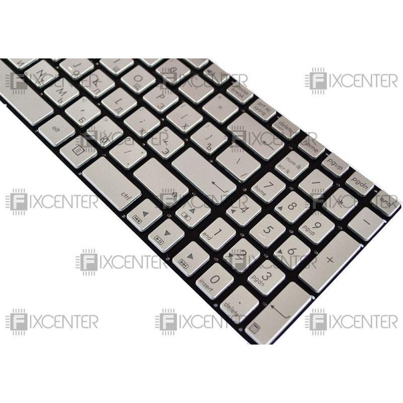 Клавиатура для ноутбука Asus G56, N56, N76, G550, N550, N750, Q550 silver с подсветкой
