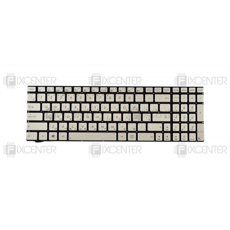 Клавиатура для ноутбука Asus G56, N56, N76, G550, N550, N750, Q550 silver с подсветкой