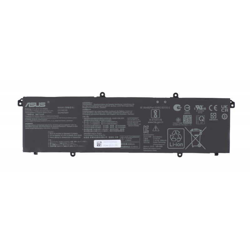 Батарея (аккумулятор) C31N2105 для ноутбуков Asus Vivobook F1605ZA, M1503IA, P1600ZA, S5602ZA, S5402ZA, X1503ZA, X1605ZA NX6502ZC 11.61V 6072mAh 70Wh Orig, 5895 mAh, Внутренний, Оригинал, 11.4 V