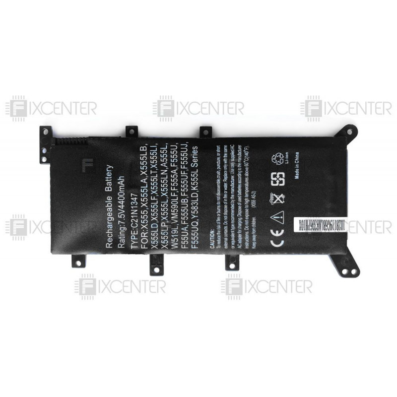 Батарея (аккумулятор) C21N1347 для ноутбука Asus X554 X555 K555 F554 F555 R556 5000 mAh, 5100 mAh, Внутренний, High copy, 7.2 V, 7.4 V, 7.6 V
