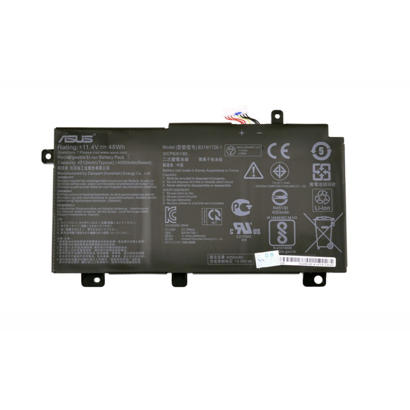 Батарея (аккумулятор) B31N1726 для ноутбука Asus FX505 FX505D FX505G FX504 FX504G 4110 mAh 11.4V Оригинал, 4050 mAh, Внутренний, Оригинал, 11.4 V