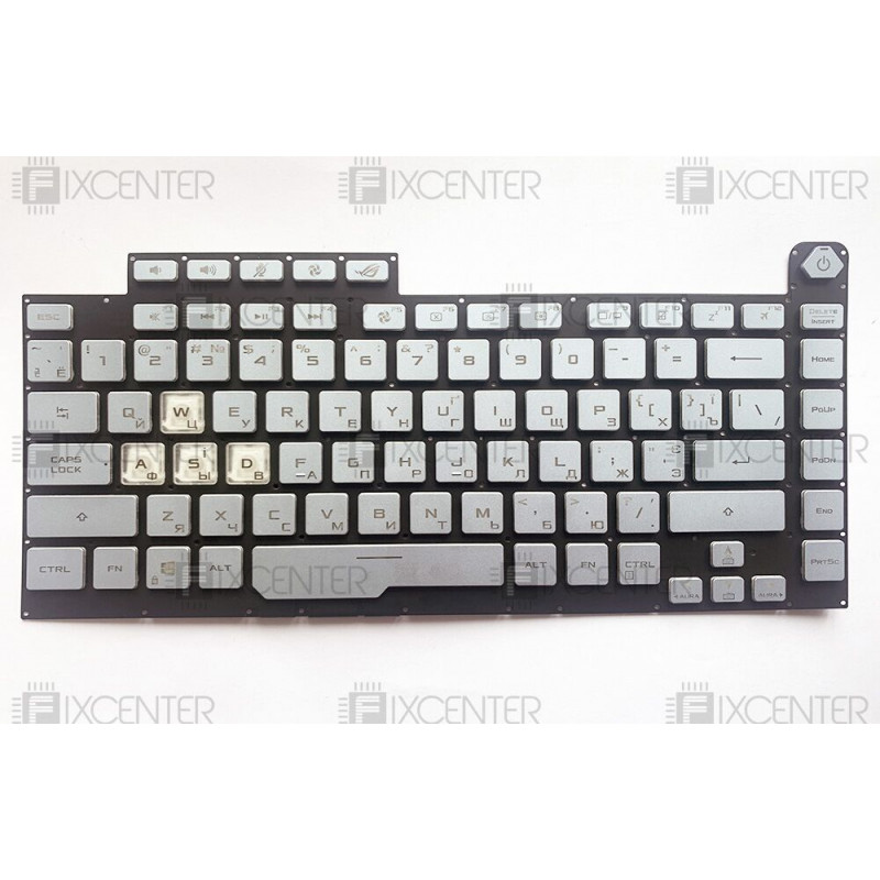 Клавиатура для ноутбука Asus ROG Strix Scar III G531 Silver вариант 2 со шлейфом подсветки