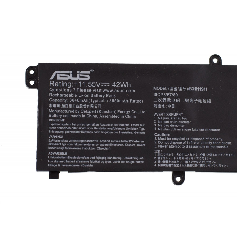 Батарея (аккумулятор) B31N1911 для ноутбука Asus Vivobook A413, D413, K413, M413, R413, S413, X413, X421, TM420UA, 3640 mAh, Внутренний, Оригинал, 11.4 V