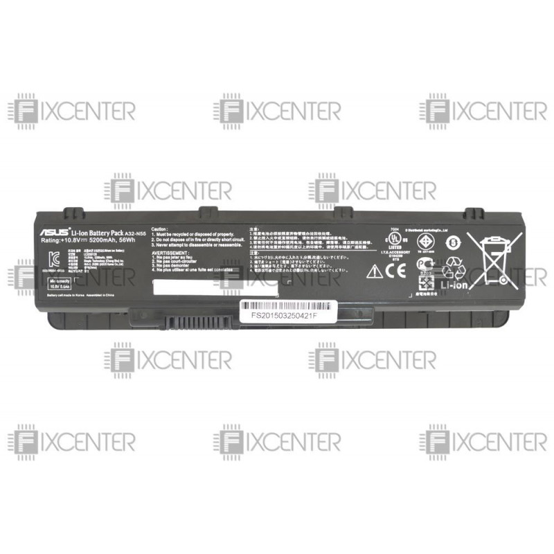 Батарея (аккумулятор) для ноутбука Asus N45, N55, N75 (A32-N55) 5200 mAh ОРИГИНАЛ, 5200 mAh, Внешний, Оригинал, 10.8 V