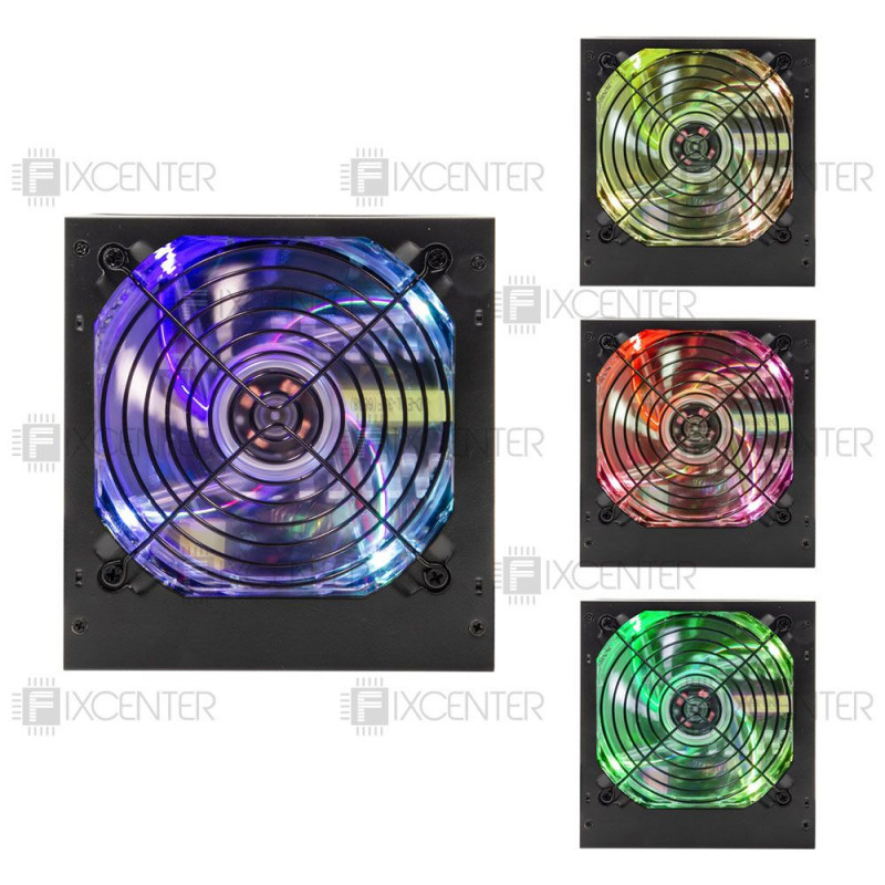 Компьютерный блок питания Logicpower ATX-600W, 12см LED Fan, 2хIDE, 3хSATA, 8Pin(4+4), 8Pin(6+2), 24Pin, без каб.пит. (LP10721), 600W