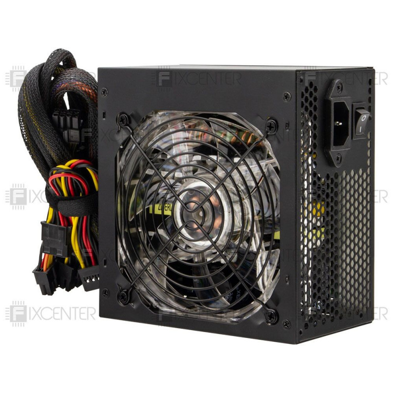 Компьютерный блок питания Logicpower ATX-600W, 12см LED Fan, 2хIDE, 3хSATA, 8Pin(4+4), 8Pin(6+2), 24Pin, без каб.пит. (LP10721), 600W