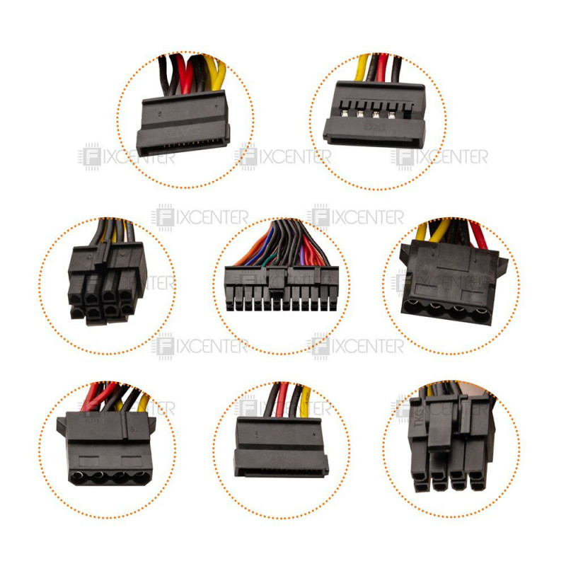 Компьютерный блок питания Logicpower ATX-600W, 12см LED Fan, 2хIDE, 3хSATA, 8Pin(4+4), 8Pin(6+2), 24Pin, без каб.пит. (LP10721), 600W