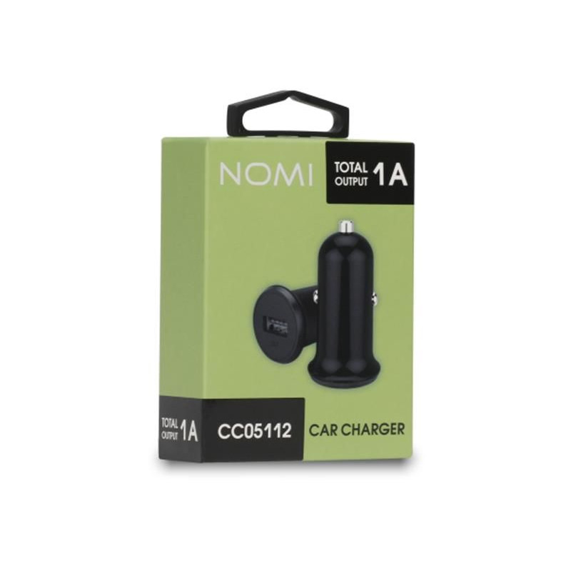 Автомобильный блок питания (зарядное устройство) Nomi CC05112 (1USBx1A) Black, Зарядное устройство, USB, Да, Проводное