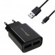 Блок питания (зарядное устройство) 12W Grand-X (2xUSB 2.4A) Black (CH-45UMB) + кабель microUSB, Зарядное + кабель, micro-USB, Нет, Проводное