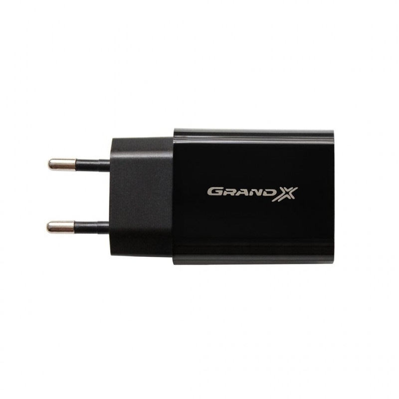 Блок питания (зарядное устройство) 12W Grand-X (2xUSB 2.4A) Black (CH-45UMB) + кабель microUSB, Зарядное + кабель, micro-USB, Нет, Проводное