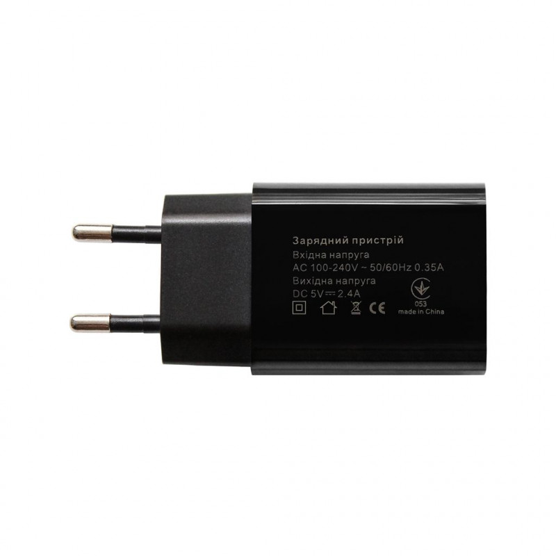Блок питания (зарядное устройство) 12W Grand-X (2xUSB 2.4A) Black (CH-45UMB) + кабель microUSB, Зарядное + кабель, micro-USB, Нет, Проводное