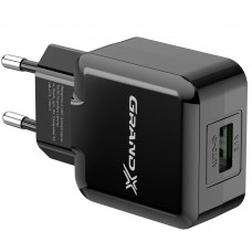 Блок питания (зарядное устройство) 10W Grand-X (1xUSB 5В/2.1А) Black (CH-03B), Зарядное устройство, USB, Нет, Проводное