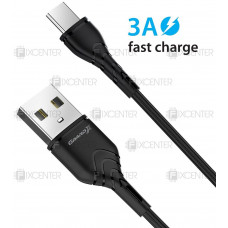 Кабель блока питания и передачи данных Grand-X USB-USB Type C, Cu, 3A, 1м, Fast Сharge, Black (PC-03B), Только кабель, USB Type-C, Нет