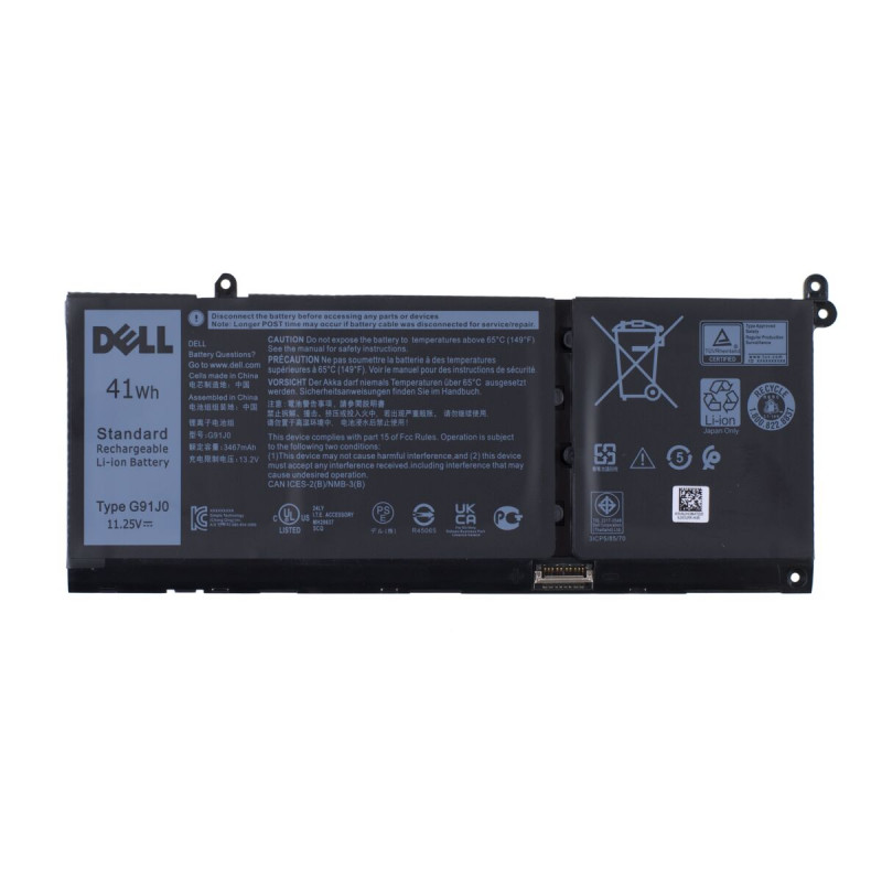 Батарея (аккумулятор) G91J0 для ноутбука Dell Vostro 3410, 3420, 3510, 5310, 5410, 5415, 5510, Inspiron 3510, 3511, 3520, 5418, 5515, 7415, Latitude 3140, 3320, 3420, 3520 Orig, 3467 mAh, Внутренний, Оригинал, 11.25 V