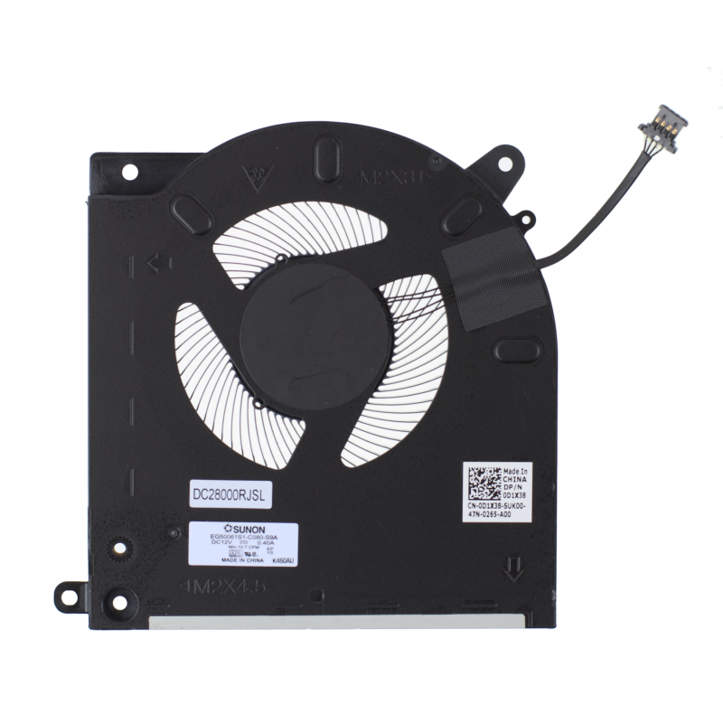 Кулер (вентилятор) 0D1X38 для ноутбука Dell Alienware M15 R3 R4 CPU 12V Оригинал SUNON