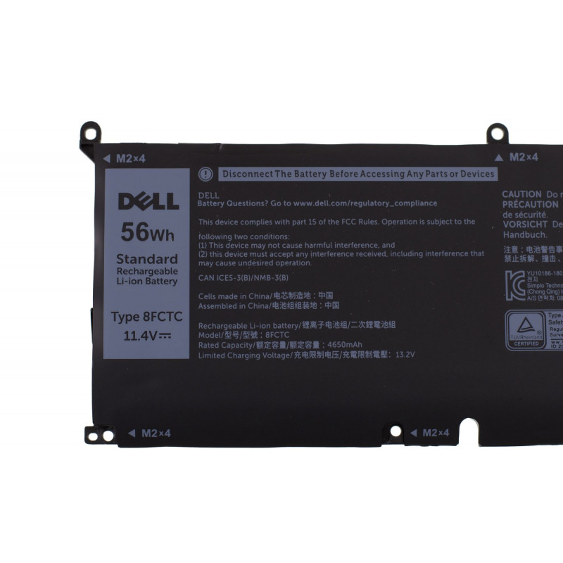 Батарея (аккумулятор) 8FCTC для ноутбука Dell G15 5510 5511 5515 5520 Precision 5550 Orig 56Wh 4650mAh, Внутренний, Оригинал, 11.4 V