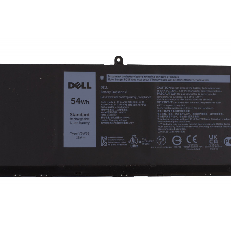 Батарея (аккумулятор) V6W33, 0XDY9K для ноутбука Dell Vostro 3510, 5310, 5410, Inspiron 5415, 7415, 7425, 7430 Latitude 3320, 3330, 3420, 3420 mAh, Внутренний, Оригинал, 15 V