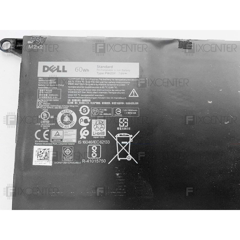 Б/У Батарея (аккумулятор) PW23Y для ноутбука Dell XPS 13 9360 (износ около 50%), 8085mAh, Внутренний, Оригинал, 7.6 V