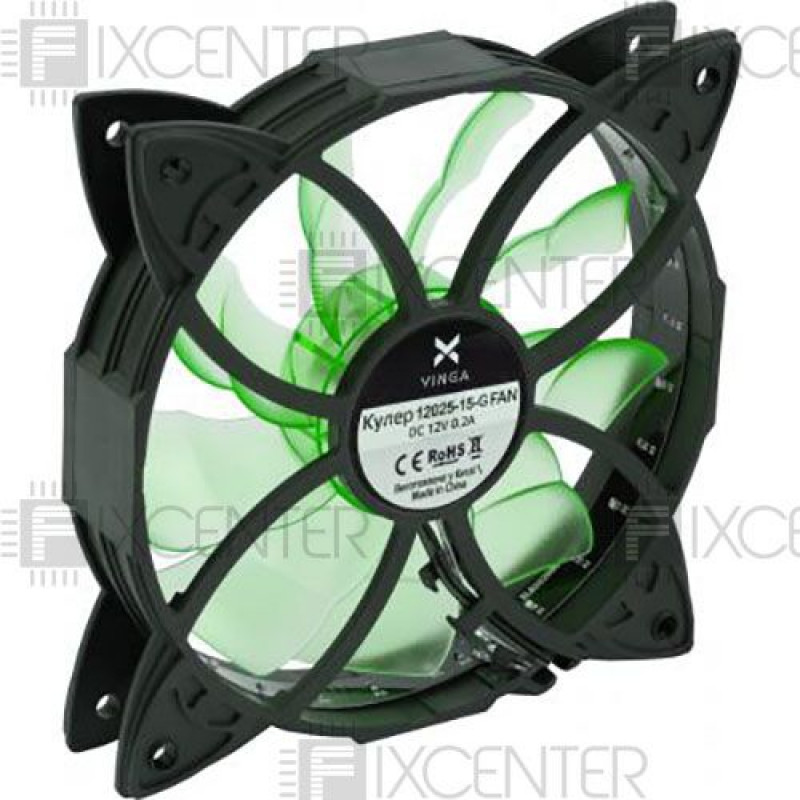 Вентилятор для корпуса (кулер) для ПК Vinga 12025-15-G (Molex), Molex, 120 x 120 x 25, Да