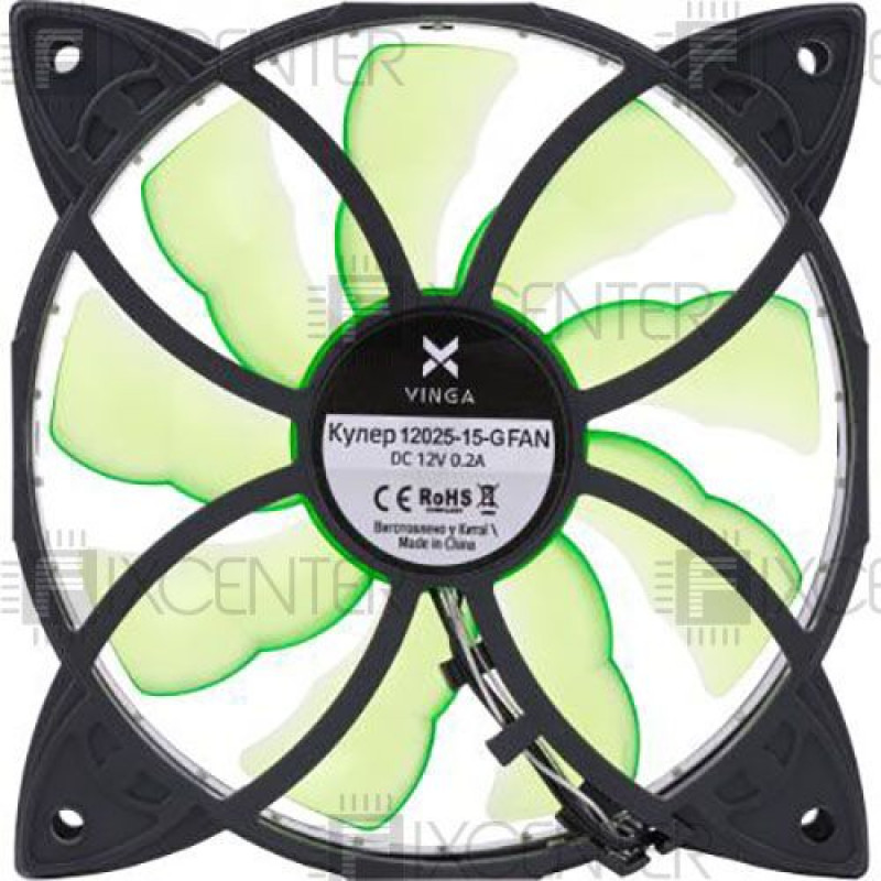 Вентилятор для корпуса (кулер) для ПК Vinga 12025-15-G (Molex), Molex, 120 x 120 x 25, Да
