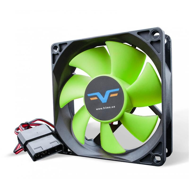 Вентилятор для корпуса (кулер) для ПК Frime (FGF80HB4) 80x80x25мм, molex, Black/Green, Molex, 80 x 80 x 25, Нет