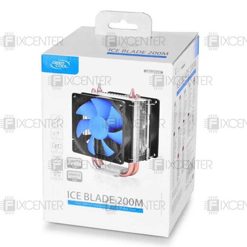 Вентилятор (кулер) для процессора Deepcool Ice Blade 200M, 135x103x94 мм, 4-pin, LGA775, LGA1156, LGA1366, LGA1155, LGA2011, LGA1150, LGA1151, AM2, AM2+, AM3, AM3+, FM1, FM2, FM2+, Нет