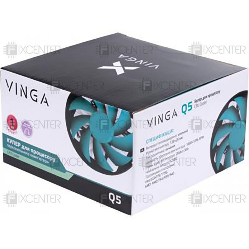 Вентилятор (кулер) для процессора Vinga Q5, LGA775, LGA1156, LGA1155, LGA1150, LGA1151, AM2, AM2+, AM3, AM3+, Нет