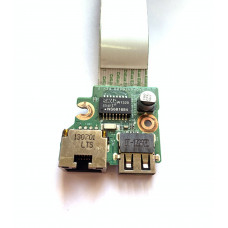 Б/У плата с USB и LAN разъемом (DAOR65TB6D0, R65, 33R65UB0020) для ноутбуков HP Pavilion 14-E, 15-E, 17-E
