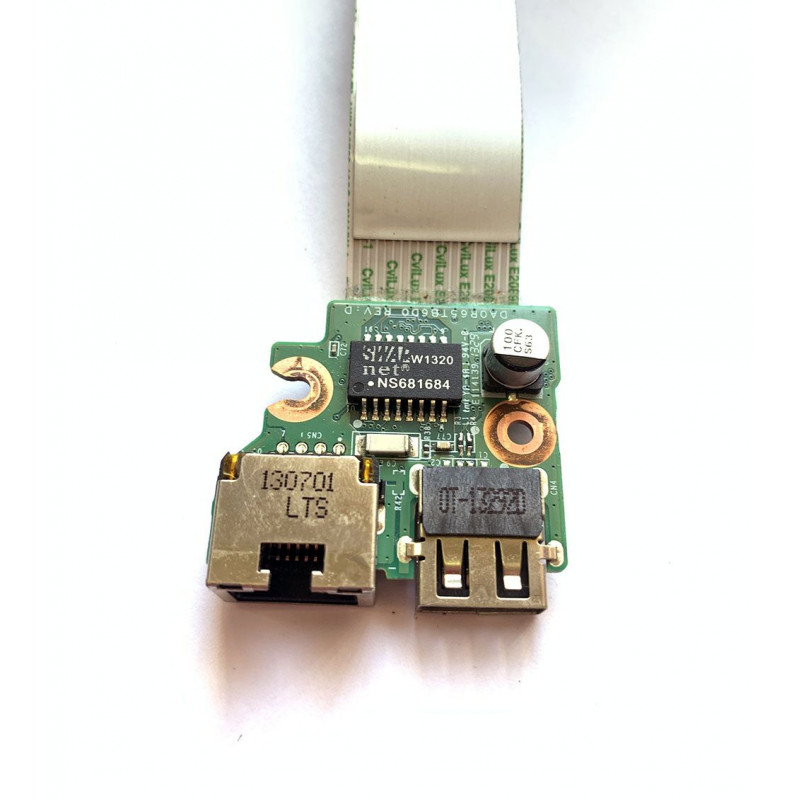 Б/У плата с USB и LAN разъемом (DAOR65TB6D0, R65, 33R65UB0020) для ноутбуков HP Pavilion 14-E, 15-E, 17-E