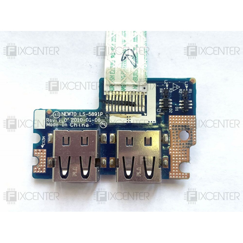 Б/У плата с USB разъемами (LS-5891P NEW70) для ноутбуков Acer Aspire 5551, 5741, 5742, E442, E642