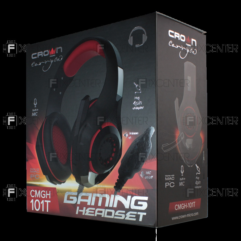 Проводная игровая компьютерная стерео гарнитура CROWN CMGH-101T RED