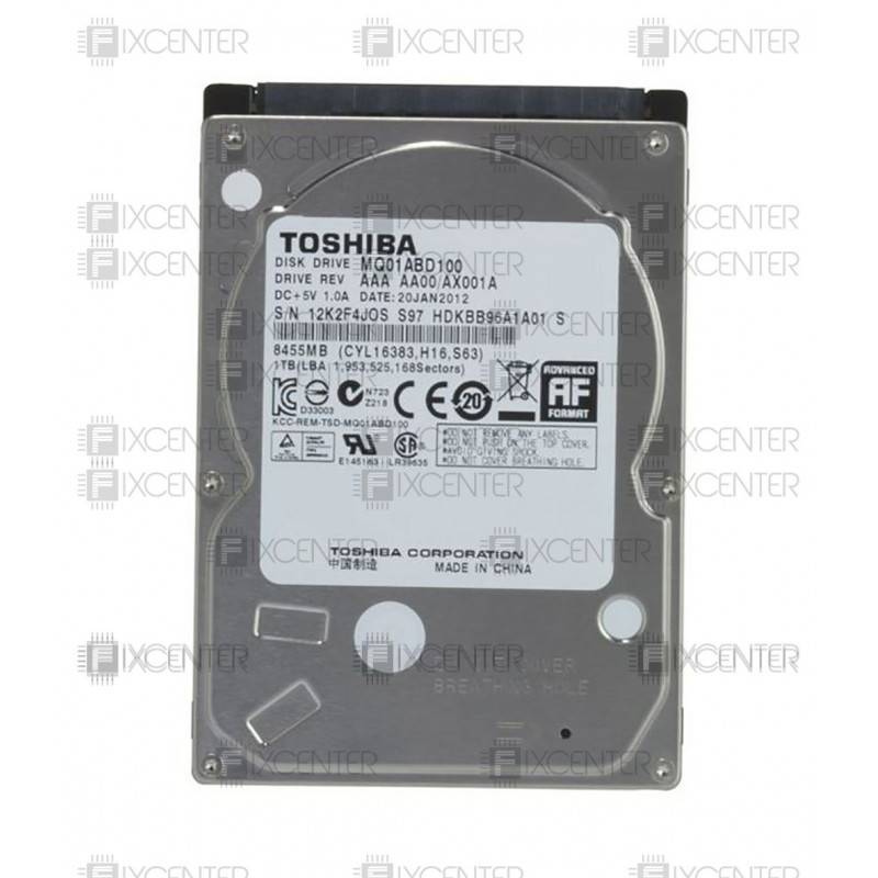 Б/У Жесткий диск HDD Toshiba 1TB (SATA, 2,5", 9.5mm, 5400rpm, 8MB, MQ02ABD100H), 1TB, 2.5", SATAIII