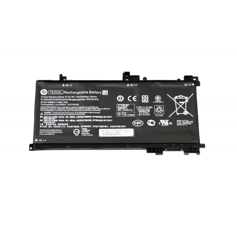 Батарея (аккумулятор) TE03XL для ноутбука HP Pavilion 15-BC, HP Omen 15-AX 5150 mAh 11.55V Оригинал, 5100 mAh, Внутренний, Оригинал, 11.25 V, 11.4 V