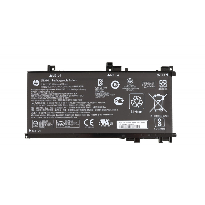 Батарея (аккумулятор) TE04XL, 905175-271 905175-2C1 905277-855 для ноутбука HP Pavilion 15-BC, HP Omen 15-AX 4112 mAh 15.4V Оригинал, 5100 mAh, Внутренний, Оригинал, 15 V