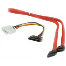Кабель передачи данных SATA - SATA 48см + питание Molex - SATA 15см
