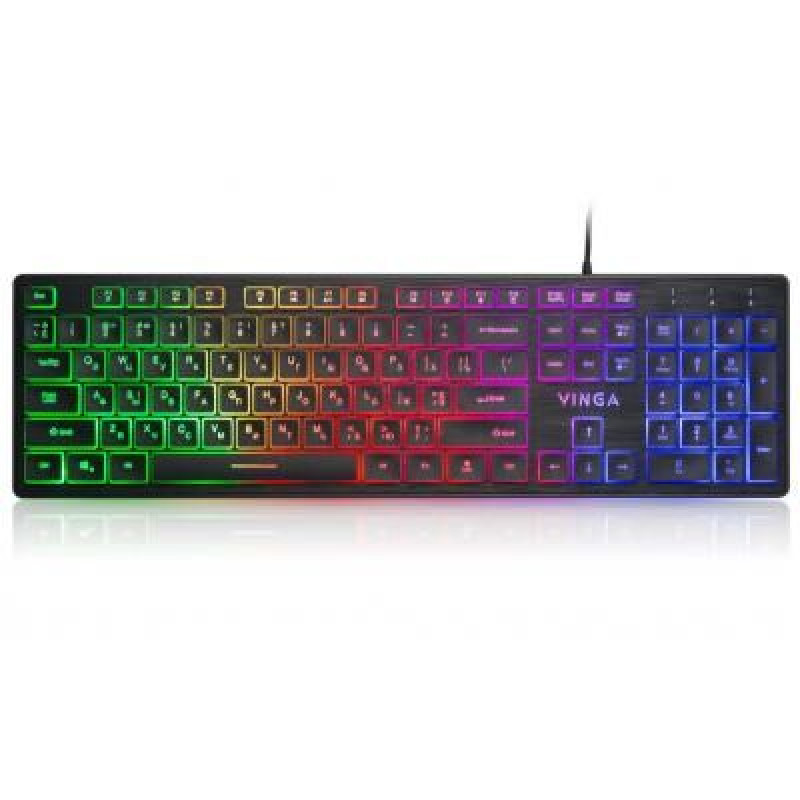 Клавиатура компьютерная USB Vinga KB410 black с RGB подсветкой
