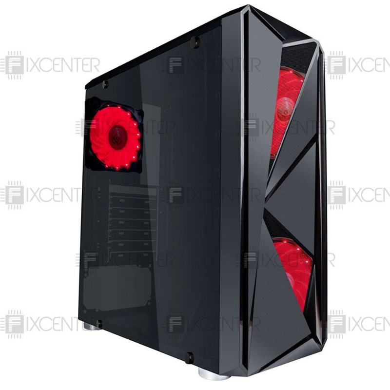 Корпус для ПК (корпус компьютера) 1stPlayer F4-A1 Red LED без БП, Да, Midi Tower, Да, ATX, Micro-ATX, Стеклянная стенка, Нижнее