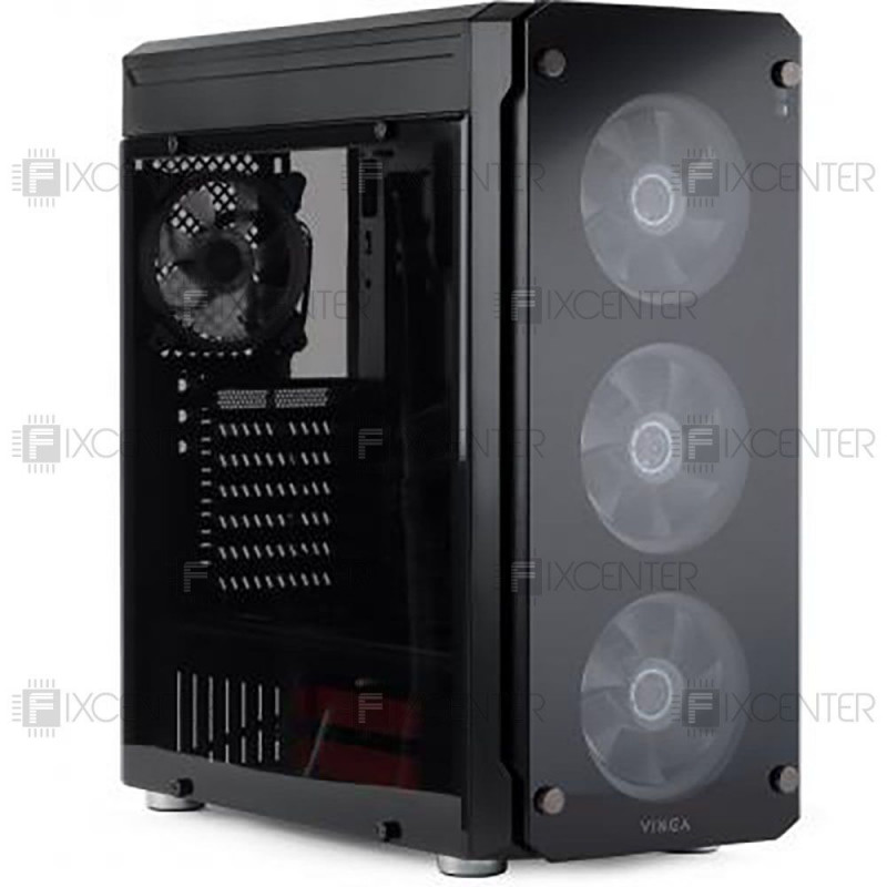 Корпус для ПК (корпус компьютера) Vinga Gryphon LED без БП, Да, Midi Tower, Да, ATX, Micro-ATX, Mini-ITX, Стеклянная стенка, Нижнее