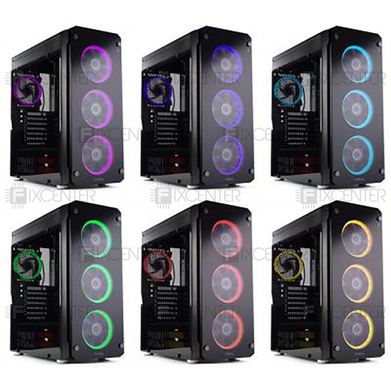 Корпус для ПК (корпус компьютера) Vinga Gryphon LED без БП, Да, Midi Tower, Да, ATX, Micro-ATX, Mini-ITX, Стеклянная стенка, Нижнее