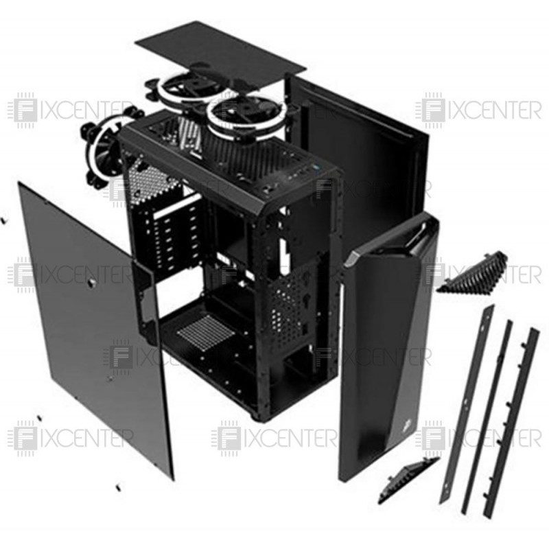Корпус для ПК (корпус компьютера) 1stPlayer Rainbow-R3 Color LED Black без БП, Да, Midi Tower, Да, ATX, Micro-ATX, Стеклянная стенка, Нижнее