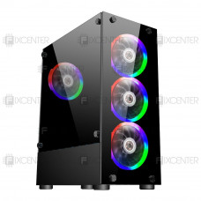 Корпус для ПК (корпус компьютера) 1stPlayer Rainbow V2-A-R1 Color LED Black без БП, Да, Midi Tower, Да, ATX, Micro-ATX, Mini-ITX, Стеклянная стенка, Нижнее