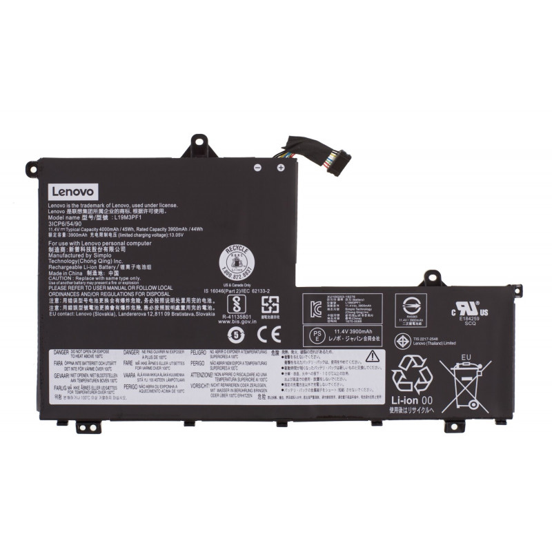 Батарея (аккумулятор) L19M3PF1 для ноутбуков Lenovo ThinkBook 14-IML, 14-IIL, 15-IIL, 15-IML 11.4V 4000mAh 45Wh Оригинал, 4000 mAh, Внутренний, Оригинал, 11.4 V