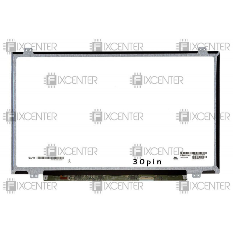 Б/У Матрица (экран) 14.0" матовая (1600x900, 30pin, LED, Slim) HD+ крепления сверху/снизу, 30pin, 14.0", Матовое, 1600x900, LED, Slim