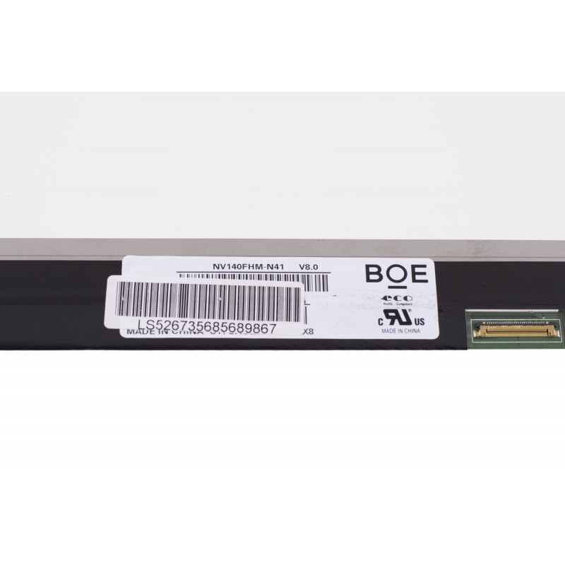 Матрица (экран) BOE 14.0" NV140FHM-N41 V8.0 (1920×1080, 220 cd/m², 262K, 45% NTSC, 60Hz, 30pin) для ноутбука, 30pin, 14.0", Матовое, 1920x1080, LED, Slim, 60 Гц, 320 мм